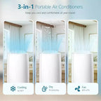 Aires Acondicionados Portátiles ZAFRO 14.000 BTU, Refrigeración, Deshumidificador y Ventilador 3 en 1, Aire Acondicionado Portátil con Control Remoto, Silencioso