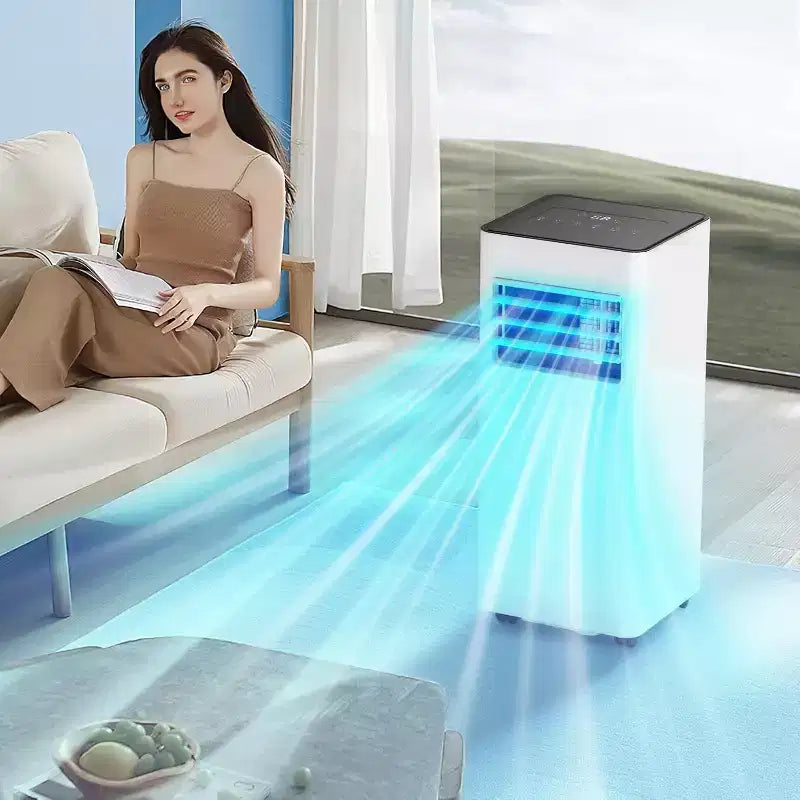 Aire acondicionado portátil ZAFRO, 8000 BTU, 3 modos y velocidades con control remoto, temporizador de 24 horas para dormitorio/oficina, blanco