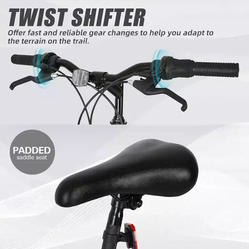 hykolity Bicicleta de montaña con ruedas de 26 y 27.5, Bicicleta de montaña de 18 velocidades para hombres y mujeres con sillín ajustable, Suspensión completa para ciclismo al aire libre
