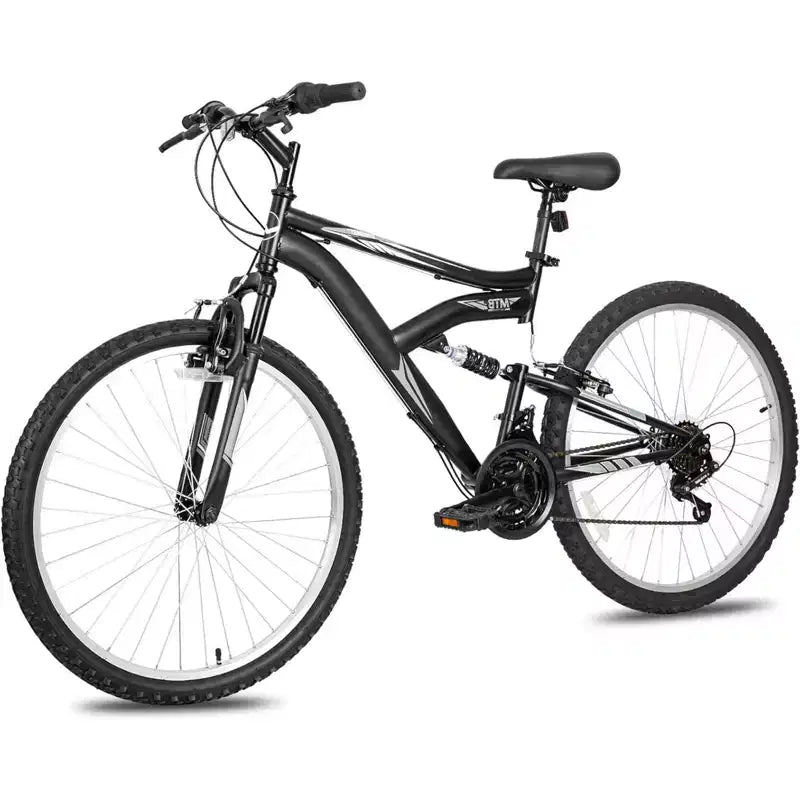 hykolity Bicicleta de montaña con ruedas de 26 y 27.5, Bicicleta de montaña de 18 velocidades para hombres y mujeres con sillín ajustable, Suspensión completa para ciclismo al aire libre