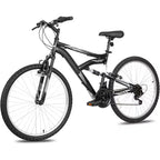 hykolity Bicicleta de montaña con ruedas de 26 y 27.5, Bicicleta de montaña de 18 velocidades para hombres y mujeres con sillín ajustable, Suspensión completa para ciclismo al aire libre