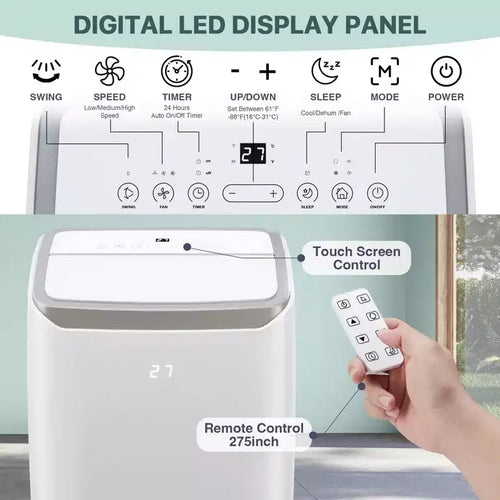 Aire acondicionado portátil de 12,000 BTU para habitaciones de hasta 51 m², aire acondicionado/deshumidificador/ventilador 3 en 1