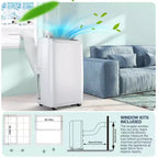 Aire acondicionado portátil de 12,000 BTU para habitaciones de hasta 51 m², aire acondicionado/deshumidificador/ventilador 3 en 1