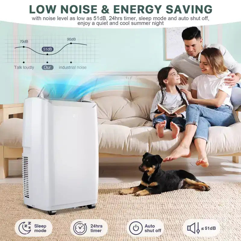 Aire acondicionado portátil de 12,000 BTU para habitaciones de hasta 51 m², aire acondicionado/deshumidificador/ventilador 3 en 1