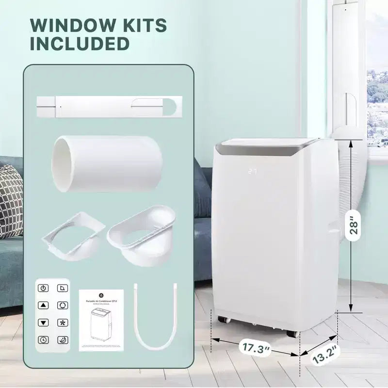 Aire acondicionado portátil de 12,000 BTU para habitaciones de hasta 51 m², aire acondicionado/deshumidificador/ventilador 3 en 1