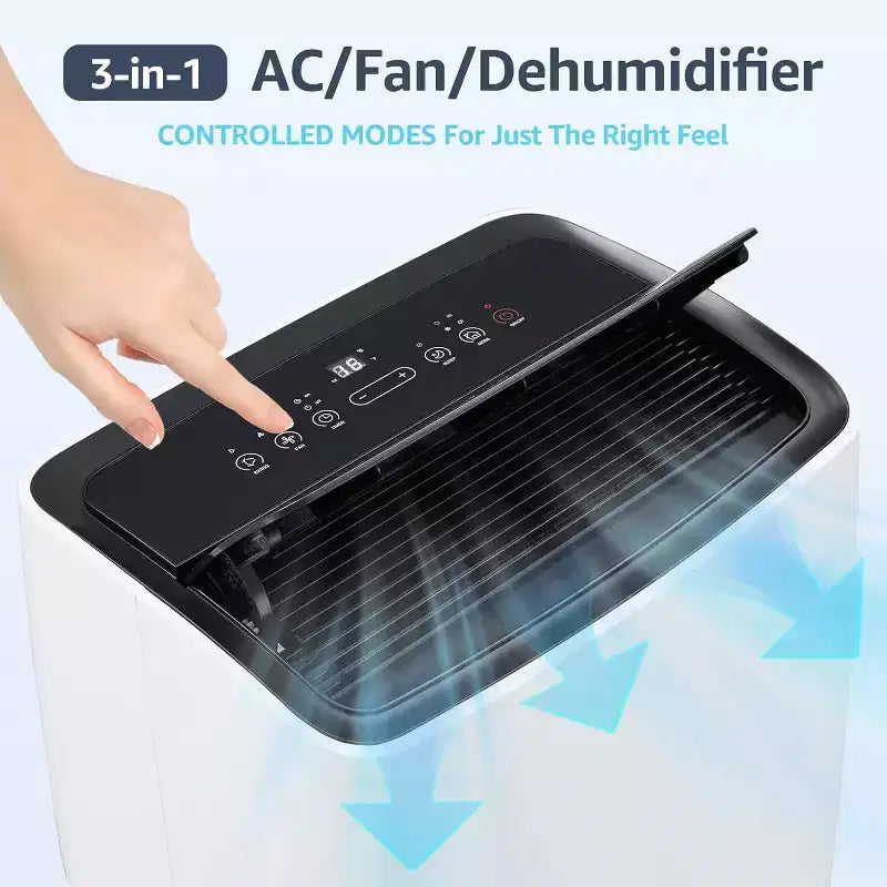 Aire acondicionado portátil de 12,000 BTU para 550 pies cuadrados, unidad de CA 3 en 1 con modos de refrigeración/deshumidificador/ventilador