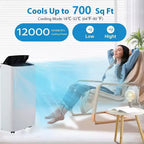 Aire acondicionado portátil de 12,000 BTU para 550 pies cuadrados, unidad de CA 3 en 1 con modos de refrigeración/deshumidificador/ventilador