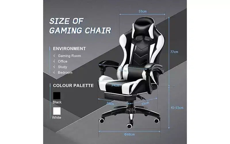 Silla ergonómica para videojuegos con soporte lumbar Diseño elegante de carreras