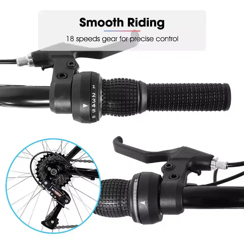 Bicicleta de montaña BAMCBASE 24 26, 18 velocidades, cuadro de acero de alto carbono, ciclismo deportivo MTB para adultos