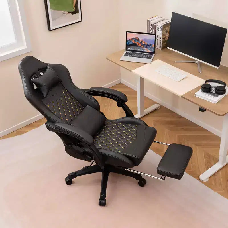 Silla Gaming Costway con reposapiés, silla ergonómica para ordenador y videojuegos con reposacabezas