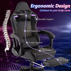 Silla Gaming Costway con reposapiés, silla ergonómica para ordenador y videojuegos con reposacabezas