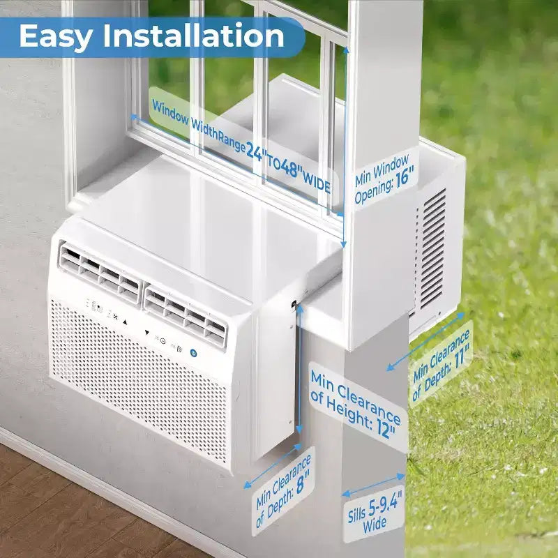 Aire Acondicionado de Ventana en Forma de U ZAFRO de 12.000 BTU, enfría hasta 51 m², Aire Acondicionado de Ventana Ultra Silencioso con Vista Completa de la Ventana