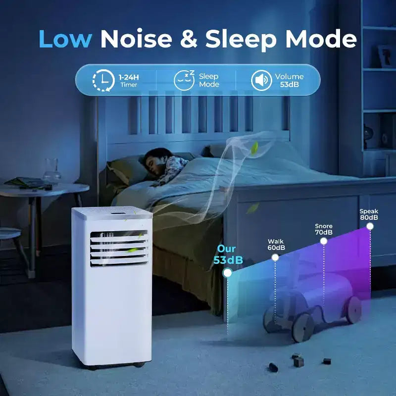 Aire acondicionado portátil ZAFRO, unidad de aire acondicionado para dormitorio, garaje, RV, temporizador de 24 horas/control remoto/2 velocidades/pantalla LED