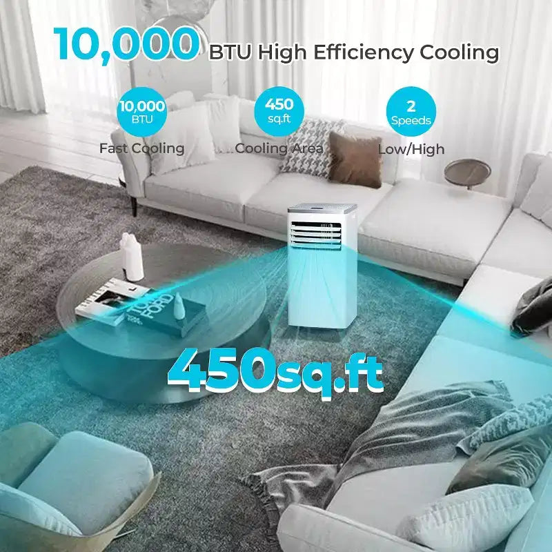 Aire acondicionado portátil ZAFRO, unidad de aire acondicionado para dormitorio, garaje, RV, temporizador de 24 horas/control remoto/2 velocidades/pantalla LED