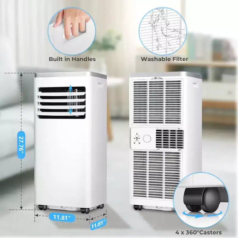 Aire acondicionado portátil ZAFRO, unidad de aire acondicionado para dormitorio, garaje, RV, temporizador de 24 horas/control remoto/2 velocidades/pantalla LED