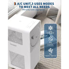Aire Acondicionado Portátil sin Drenaje de 10,000 BTU para Interiores, Unidad de CA 3 en 1 para Dormitorios de 160-215 pies cuadrados