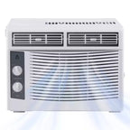 Unidad de aire acondicionado de ventana de 5000 BTU, enfriamiento rápido para 150 pies cuadrados. Unidad de aire acondicionado de ventana con controles mecánicos fáciles de usar.