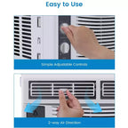 Unidad de aire acondicionado de ventana de 5000 BTU, enfriamiento rápido para 150 pies cuadrados. Unidad de aire acondicionado de ventana con controles mecánicos fáciles de usar.
