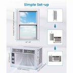 Unidad de aire acondicionado de ventana de 5000 BTU, enfriamiento rápido para 150 pies cuadrados. Unidad de aire acondicionado de ventana con controles mecánicos fáciles de usar.