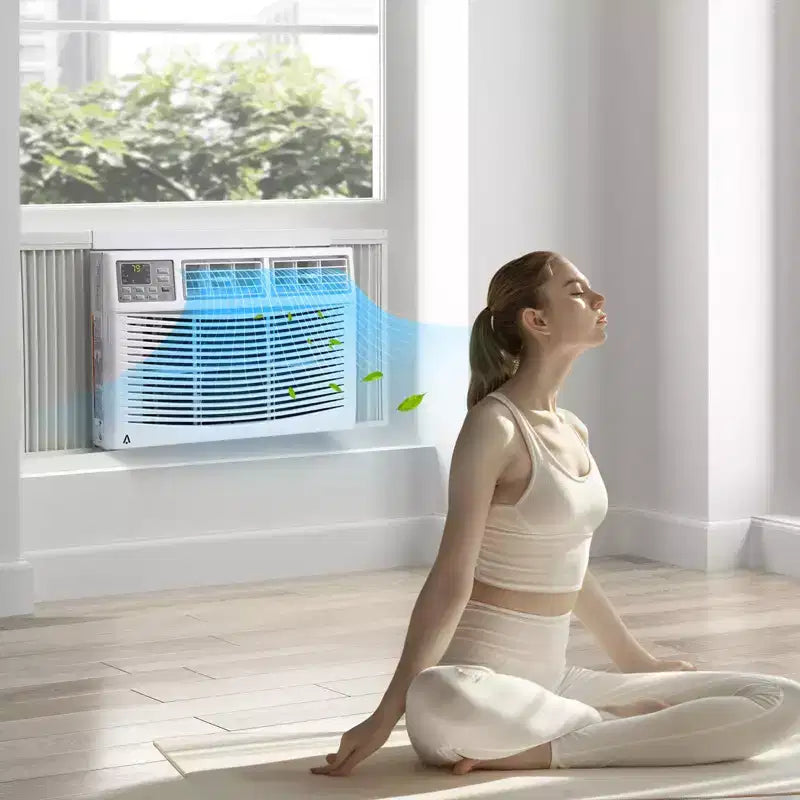 Aire Acondicionado de Ventana de 8000 BTU, Unidad de Aire Acondicionado de Ventana Ultra Silenciosa para Habitaciones de hasta 350 pies cuadrados