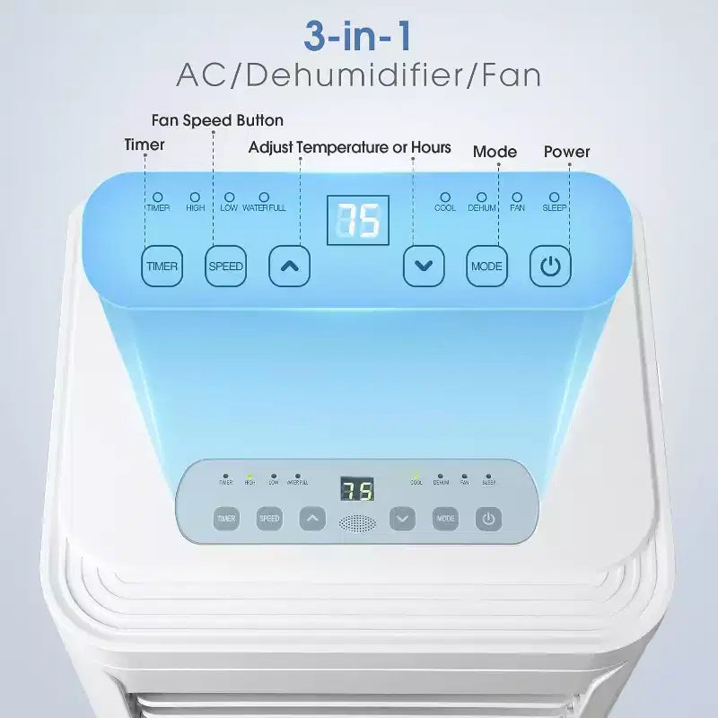 Aires acondicionados portátiles ZAFRO para habitación. Silenciosa unidad de CA portátil con refrigeración, deshumidificador, ventilador, modo de suspensión y control remoto