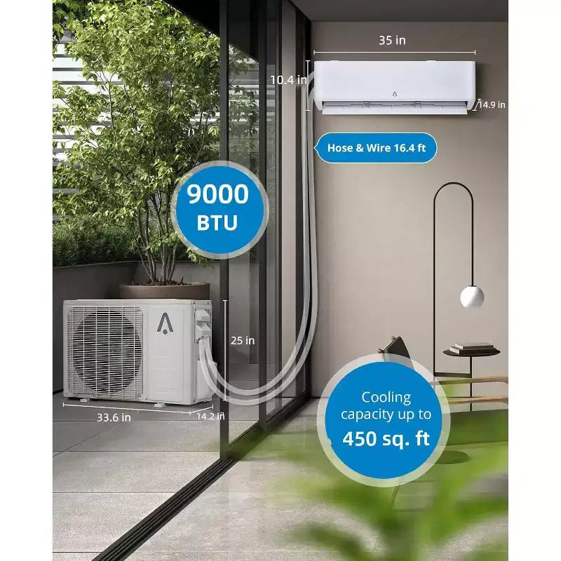 Sistema de aire acondicionado Mini Split sin conductos de 12,000 BTU, serie R45 SEER2 de 20 con Wifi, enfría hasta 70 metros cuadrados, kit de instalación completo, 208V/230V