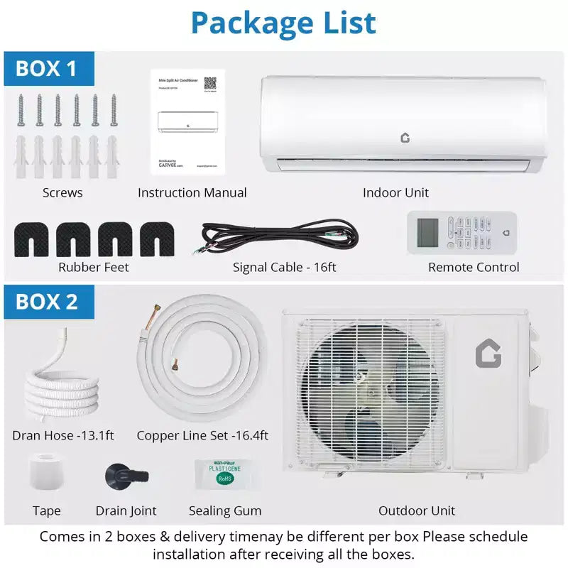 Sistema de aire acondicionado Mini Split sin conductos de 12,000 BTU, serie R45 SEER2 de 20 con Wifi, enfría hasta 70 metros cuadrados, kit de instalación completo, 208V/230V