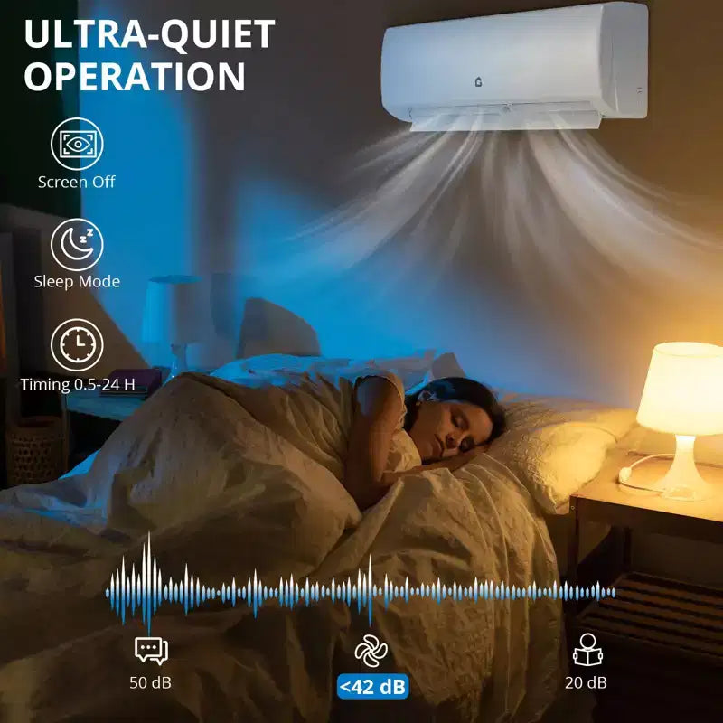 Sistema de aire acondicionado Mini Split sin conductos de 12,000 BTU, serie R45 SEER2 de 20 con Wifi, enfría hasta 70 metros cuadrados, kit de instalación completo, 208V/230V