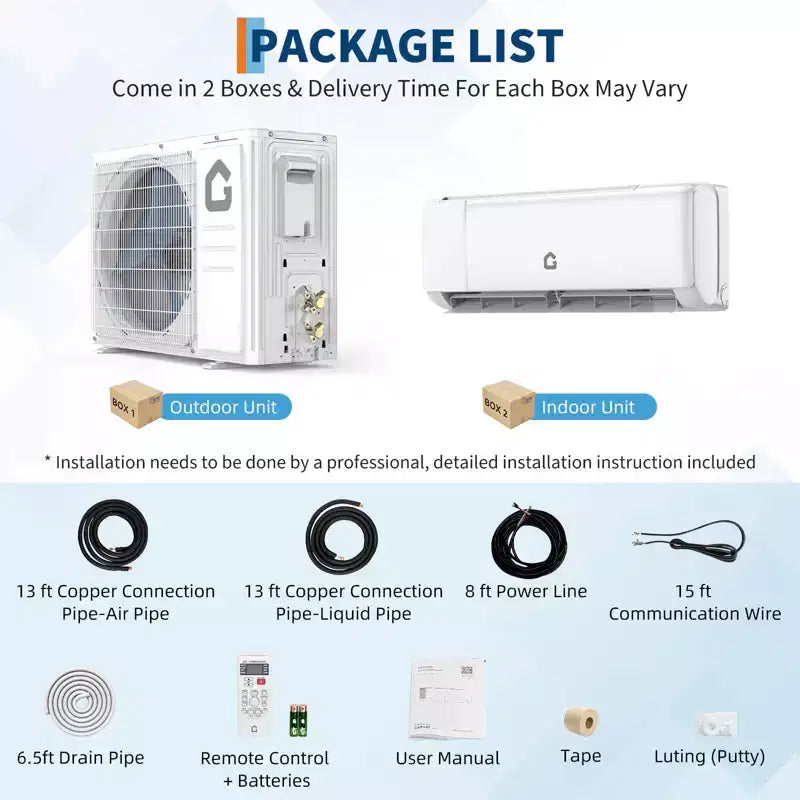 Aire Acondicionado Mini Split con Wifi de 18000 BTU, Inverter sin Conductos de 21 SEER2 208-230V con Wifi y Compatible con Alexa, Enfría Habitaciones de hasta 116 m², Eficiente Energéticamente