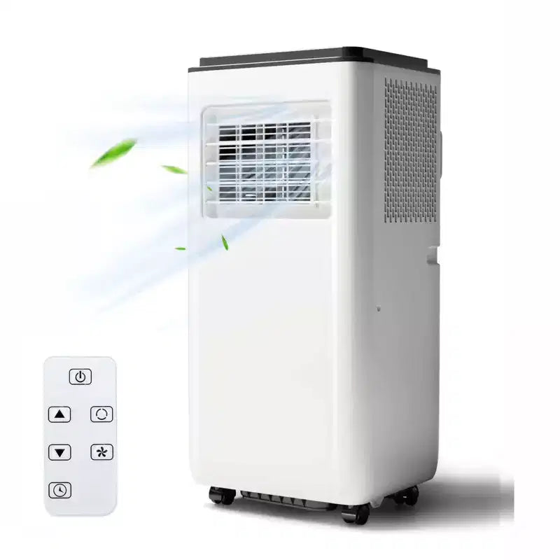 Aire acondicionado portátil de 8000 BTU con control remoto, unidad de CA silenciosa con modo frío, deshumidificador y ventilador para habitaciones de hasta 32,5 m², temporizador de 24 horas, blanco