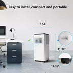 Aire acondicionado portátil de 8000 BTU con control remoto, unidad de CA silenciosa con modo frío, deshumidificador y ventilador para habitaciones de hasta 32,5 m², temporizador de 24 horas, blanco