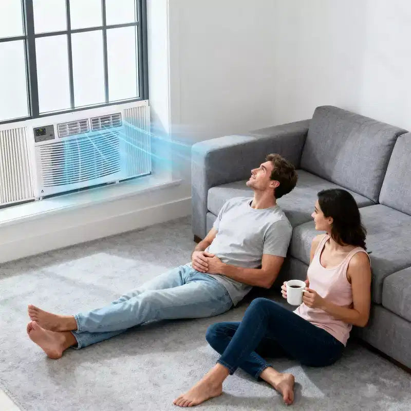 Unidad de aire acondicionado de ventana de 12000 BTU con control remoto, enfría habitaciones de hasta 51 m², 3 velocidades de enfriamiento y ventilador, funcionamiento silencioso, kit de fácil instalación