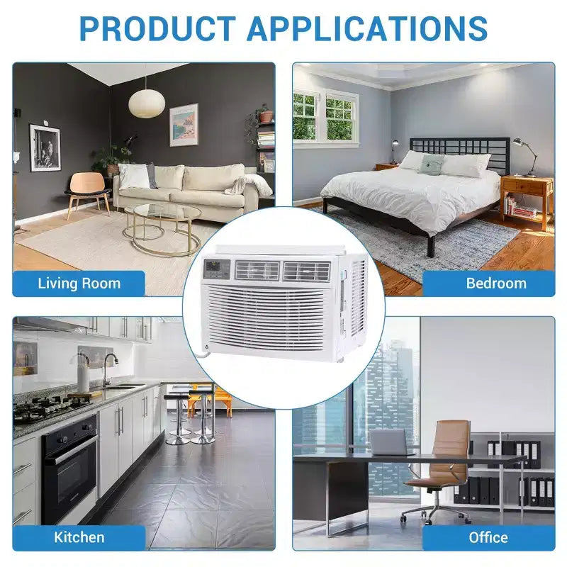 Unidad de aire acondicionado de ventana de 12000 BTU con control remoto, enfría habitaciones de hasta 51 m², 3 velocidades de enfriamiento y ventilador, funcionamiento silencioso, kit de fácil instalación