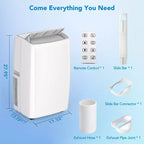 Acondicionador de aire portátil de 14000 BTU, unidad de suelo para habitación de 450-700 pies cuadrados, aire acondicionado 4 en 1 (frío/ventilador/seco/dormir), blanco