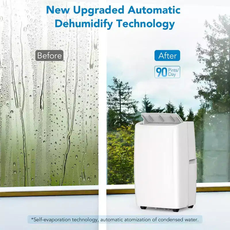 Acondicionador de aire portátil de 14000 BTU, unidad de suelo para habitación de 450-700 pies cuadrados, aire acondicionado 4 en 1 (frío/ventilador/seco/dormir), blanco