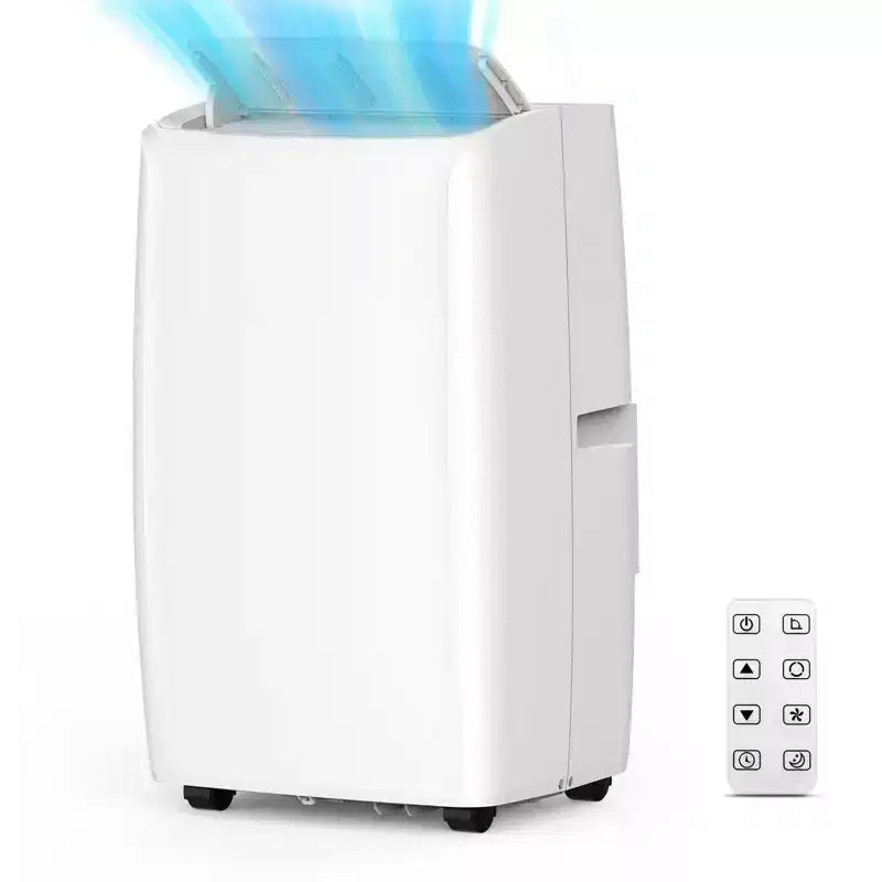 Acondicionador de aire portátil de 14000 BTU, unidad de suelo para habitación de 450-700 pies cuadrados, aire acondicionado 4 en 1 (frío/ventilador/seco/dormir), blanco