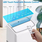 Acondicionador de aire portátil de 14000 BTU, unidad de suelo para habitación de 450-700 pies cuadrados, aire acondicionado 4 en 1 (frío/ventilador/seco/dormir), blanco