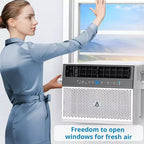 Aire Acondicionado de Ventana, Unidad de AC de Ventana con Filtro Lavable, Habilitado para Wi-Fi con Control Remoto, Enfría hasta 32.5 Metros Cuadrados, 6 Modos, 115V/60Hz