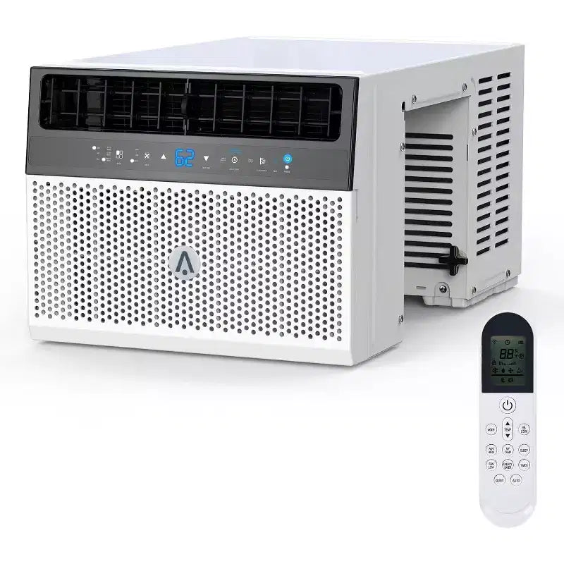 Aire Acondicionado de Ventana, Unidad de AC de Ventana con Filtro Lavable, Habilitado para Wi-Fi con Control Remoto, Enfría hasta 32.5 Metros Cuadrados, 6 Modos, 115V/60Hz