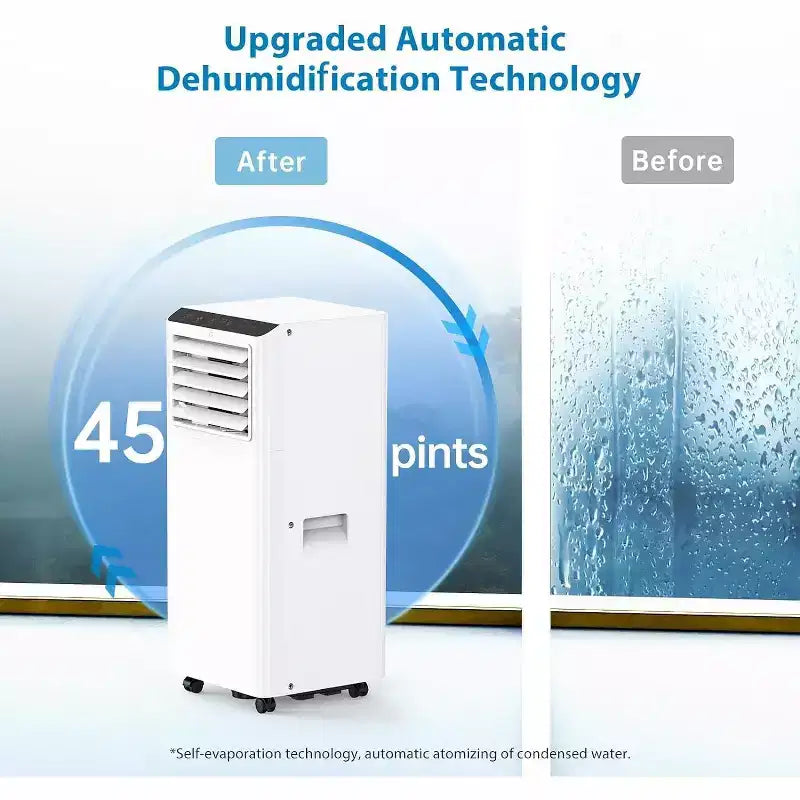 Aires Acondicionados Portátiles de 8000 BTU con Control Remoto y Temporizador de 24H, Unidad de CA Portátil 3 EN 1 de Bajo Ruido con Deshumidificador y Ventilador, hasta 32.5 m².