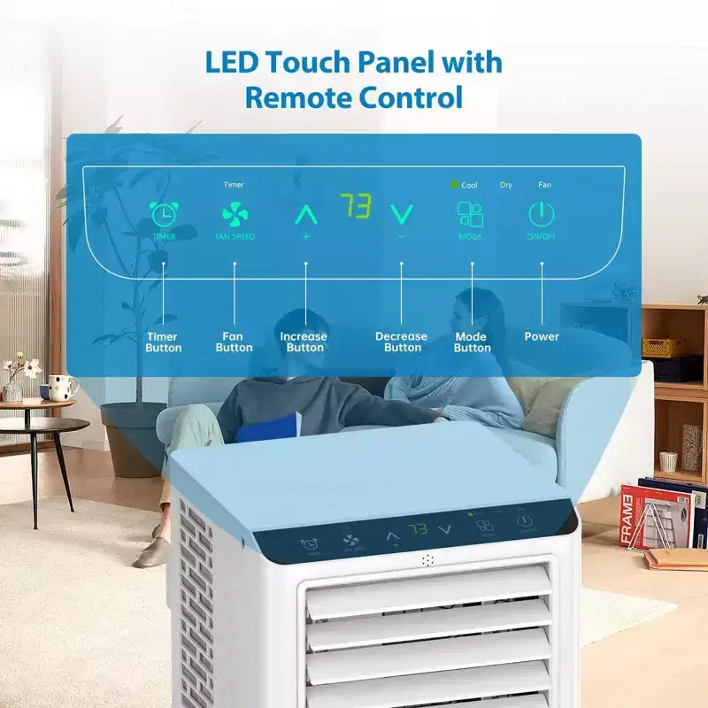 Aires Acondicionados Portátiles de 8000 BTU con Control Remoto y Temporizador de 24H, Unidad de CA Portátil 3 EN 1 de Bajo Ruido con Deshumidificador y Ventilador, hasta 32.5 m².