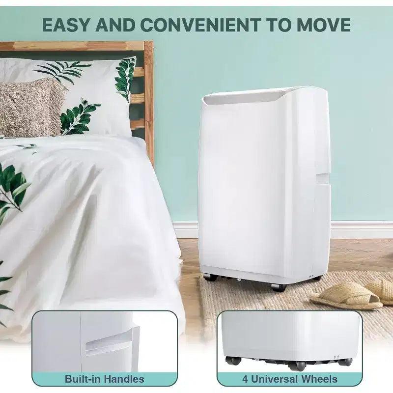 Aire acondicionado portátil de 14000 BTU, enfriamiento rápido 70 m², aire acondicionado de piso portátil 3 en 1 con enfriamiento, deshumidificación y ventilador