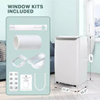 Aire acondicionado portátil de 14000 BTU, enfriamiento rápido 70 m², aire acondicionado de piso portátil 3 en 1 con enfriamiento, deshumidificación y ventilador