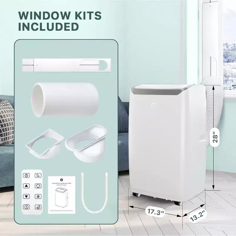 Aire acondicionado portátil de 14000 BTU, enfriamiento rápido 70 m², aire acondicionado de piso portátil 3 en 1 con enfriamiento, deshumidificación y ventilador
