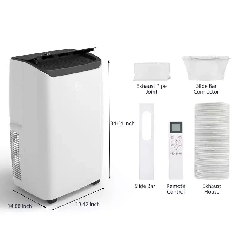 Aire acondicionado portátil de 14000 BTU, enfriamiento rápido 70 m², aire acondicionado de piso portátil 3 en 1 con enfriamiento, deshumidificación y ventilador
