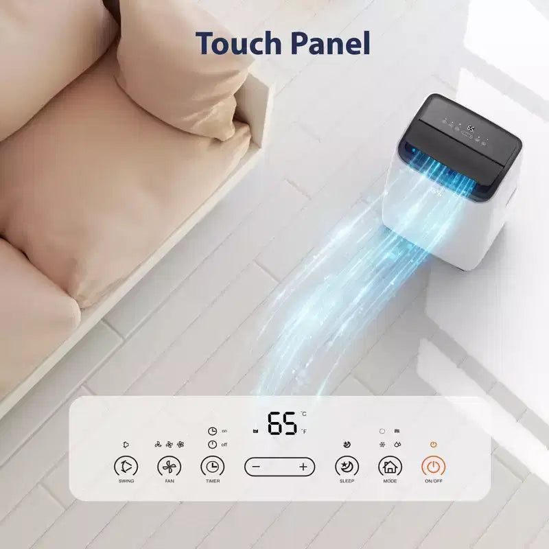 Aire acondicionado portátil de 14000 BTU, enfriamiento rápido 70 m², aire acondicionado de piso portátil 3 en 1 con enfriamiento, deshumidificación y ventilador