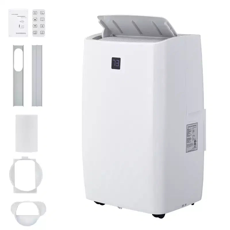 Aire acondicionado portátil de 12000 BTU, 3 en 1, refrigeración, ventilador deshumidificador para habitaciones de hasta 450 pies cuadrados, pantalla digital, control remoto y modo de reposo inteligente