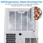 Aire acondicionado portátil de 12000 BTU, 3 en 1, refrigeración, ventilador deshumidificador para habitaciones de hasta 450 pies cuadrados, pantalla digital, control remoto y modo de reposo inteligente