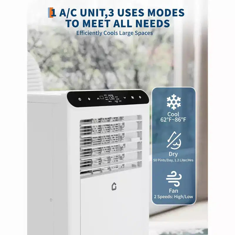 Aire Acondicionado Portátil de 8,000 BTU, Unidades de Aire Acondicionado Portátil 4 en 1 para Habitaciones con Ventilador, Deshumidificador, Enfría Habitaciones de Hasta 32.5 Metros Cuadrados
