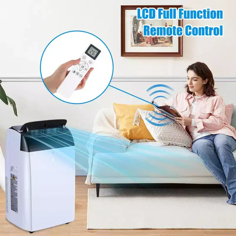 Acondicionador de aire portátil de 14000 BTU enfría hasta 70 m², unidad de aire acondicionado portátil 3 en 1 silenciosa con control remoto y kits de instalación